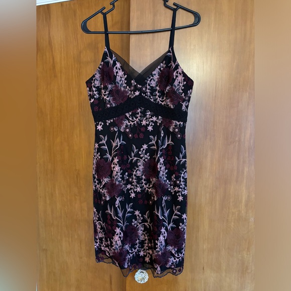 White House Black Market Dresses & Skirts - Black & Purple Embroidered Petite Dress